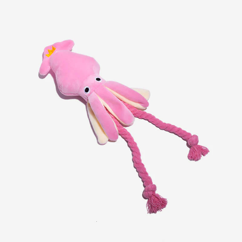 Pink Squid Squeaky Plush Dog Toy - Holidayae