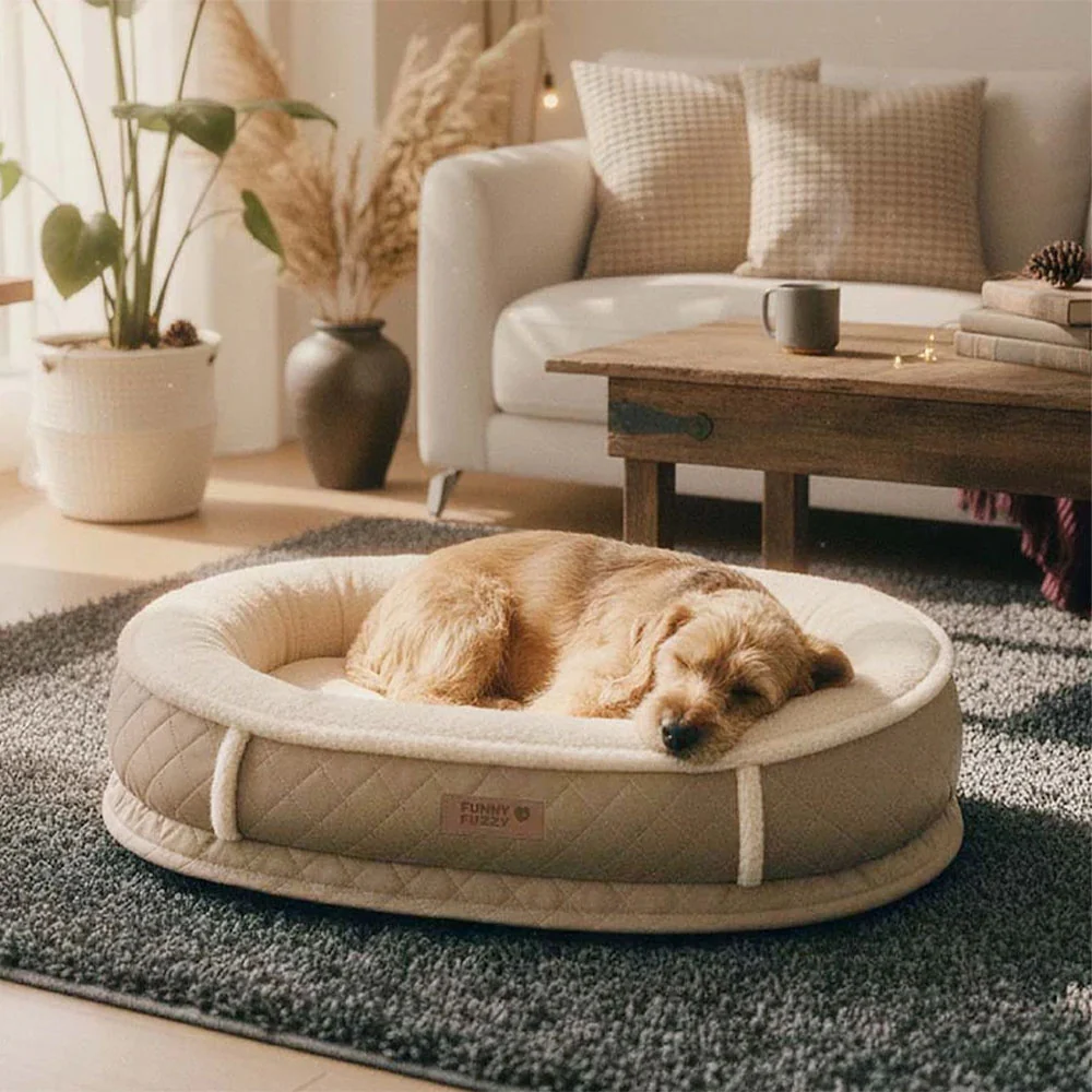 Deluxe Faux Leather & Plush Removable Orthopedic Donut Dog Bed - WarmNest - Holidayae