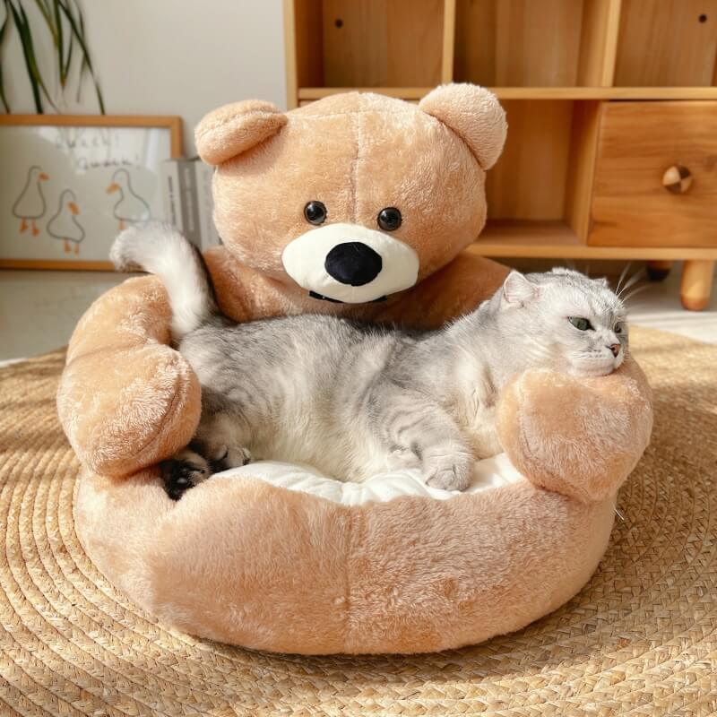 Cute Detachable Cuddle Bear Cat Bed - Holidayae