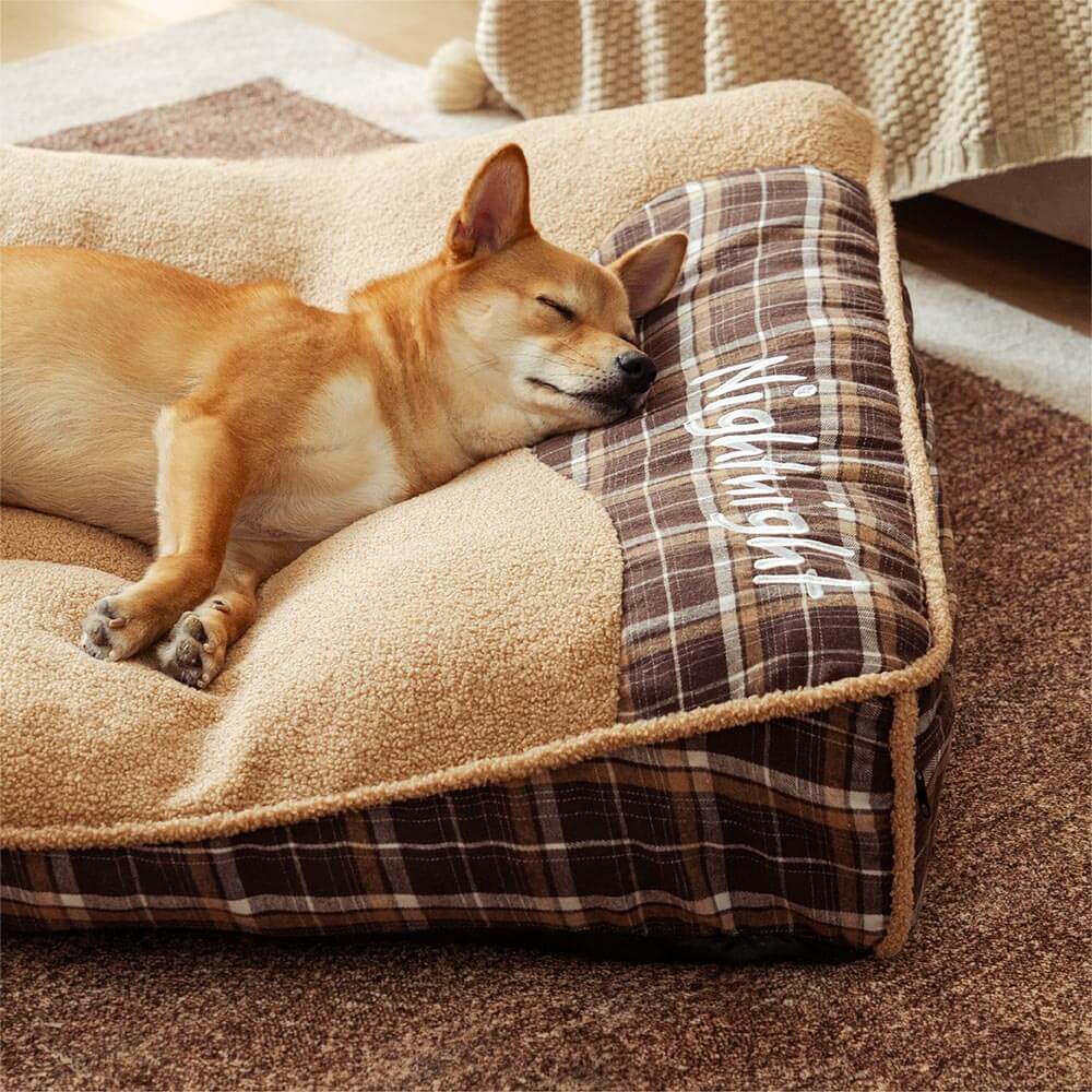 Extra Large Washable Teddy Fluffy Rectangle Dog Bed - Night-night - Holidayae