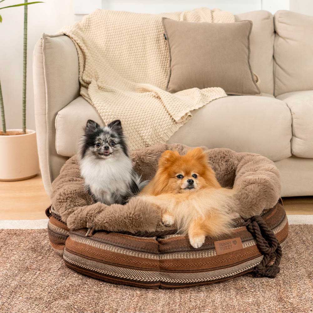 Classic Jacquard Plush Donut Dog Bed - Snuggle Den - Holidayae