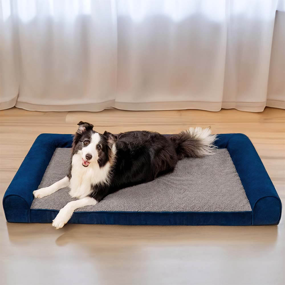Faux Fleece & Suede Full Support Orthopedic Dog Bed - Holidayae