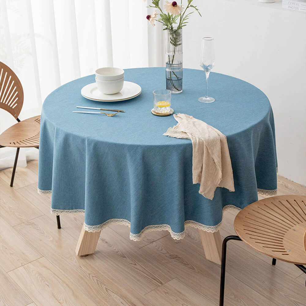 Minimalist Linen Waterproof and Oil-Resistant Easy-Care Round Tablecloth - Holidayae