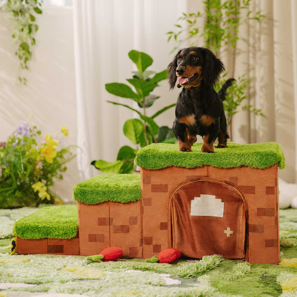 Retro Pixel Handcrafted Foldable Pet Stairs With Storage - Blocky PawGame - Holidayae