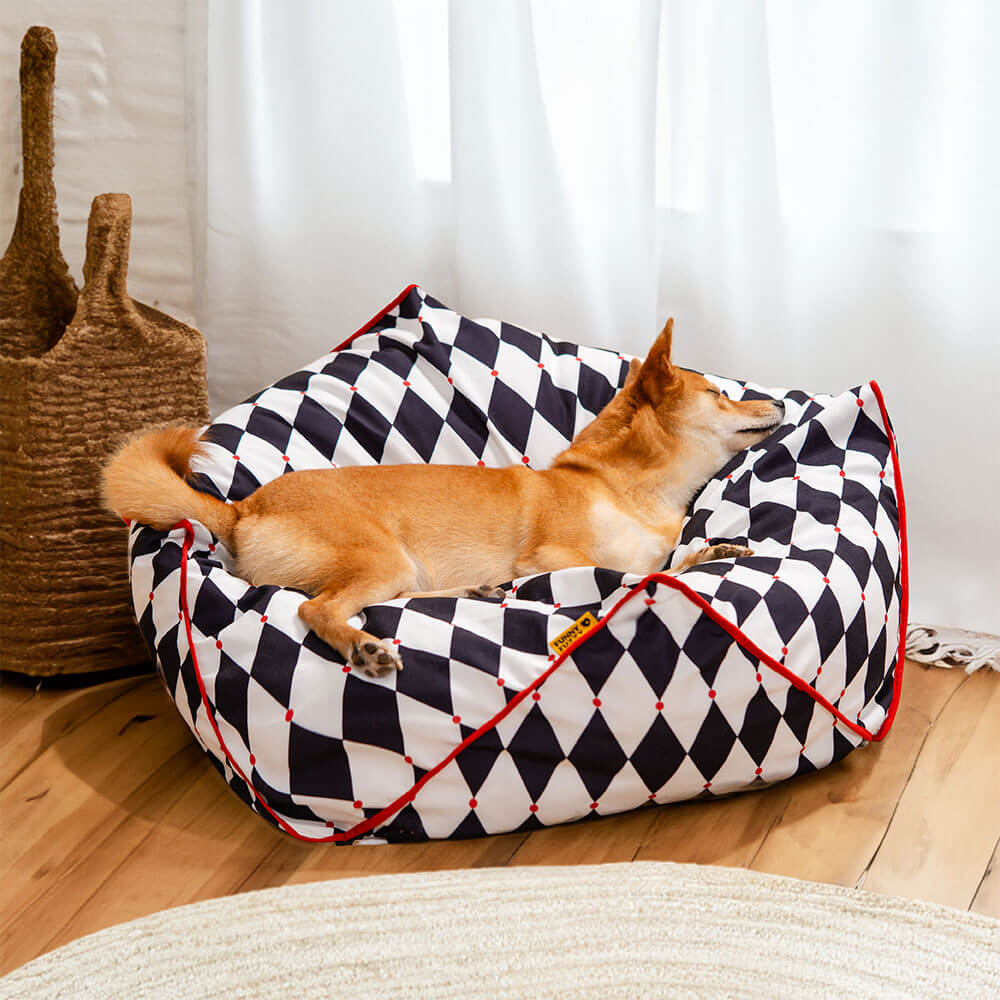 FunnyFuzzy Polygonal Calming Bean Bag Dog Bed - Holidayae