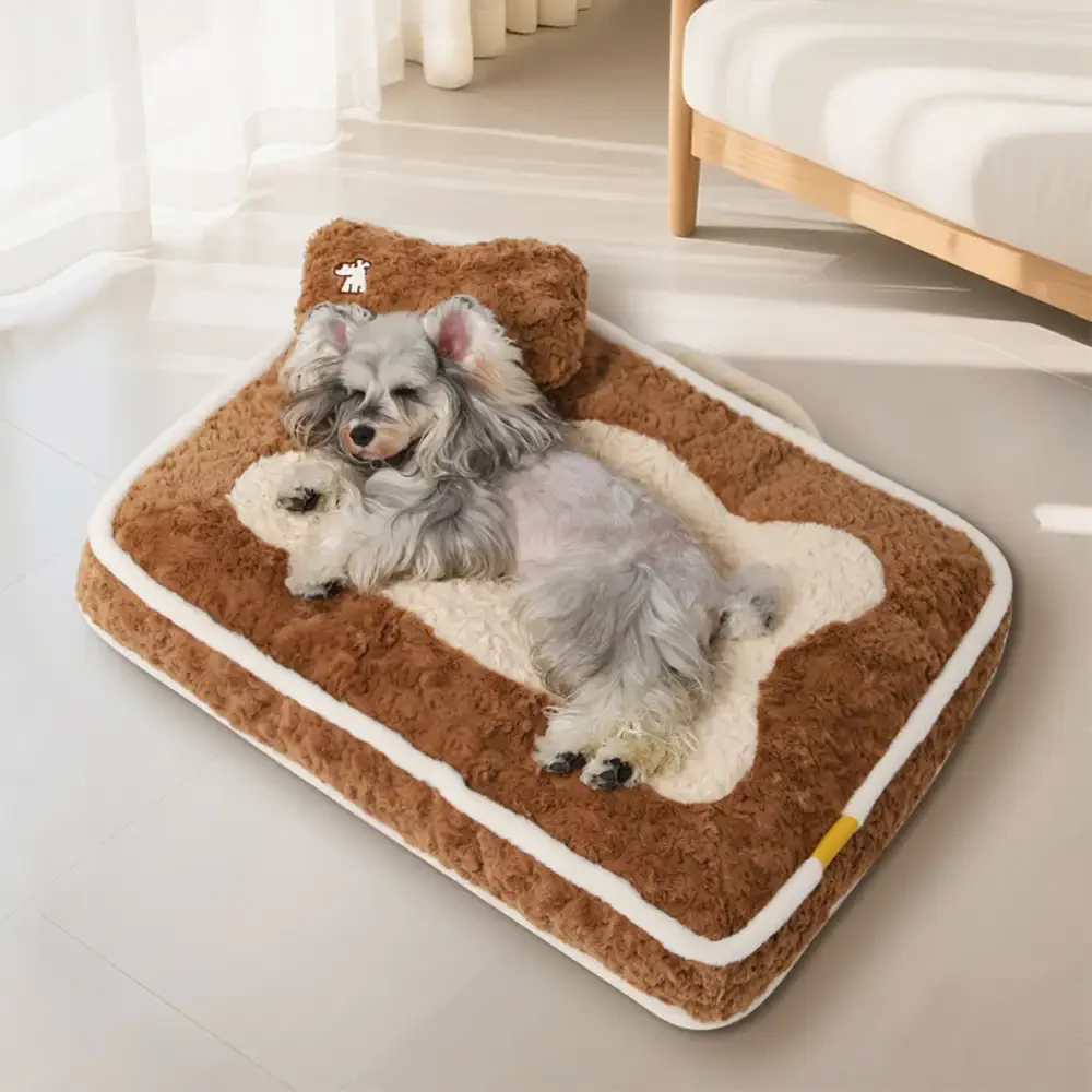 Plush Color-Blocked Creative Bolster Pet Bed - Holidayae