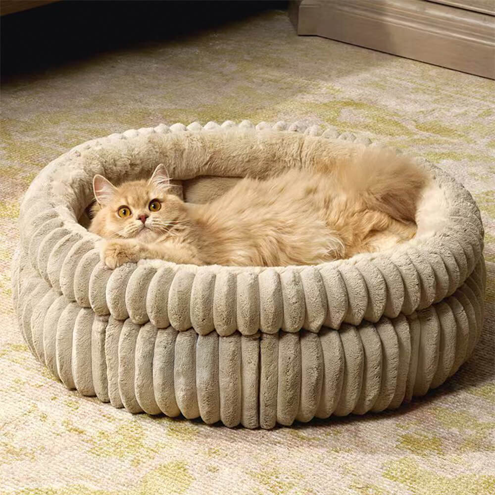 Minimalism Round Warm Milk Velvet Faux Rabbit Fur Dog & Cat Bed - Holidayae