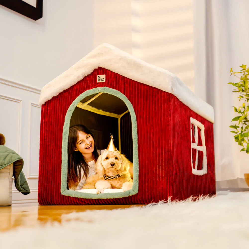 Christmas Snow House Cozy Warmth Large Dog House - Holidayae