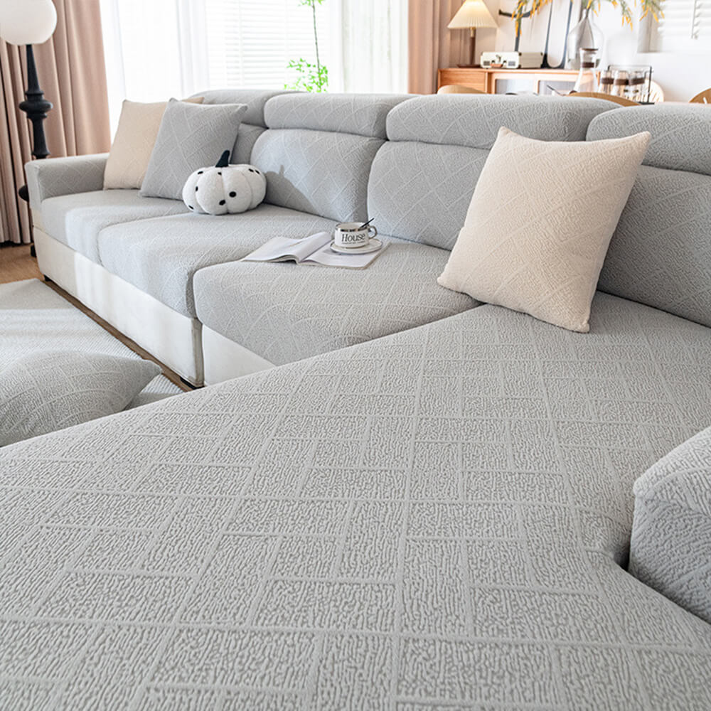 Diamond Jacquard Plush Full-Cover Stretch Couch Cover - Holidayae