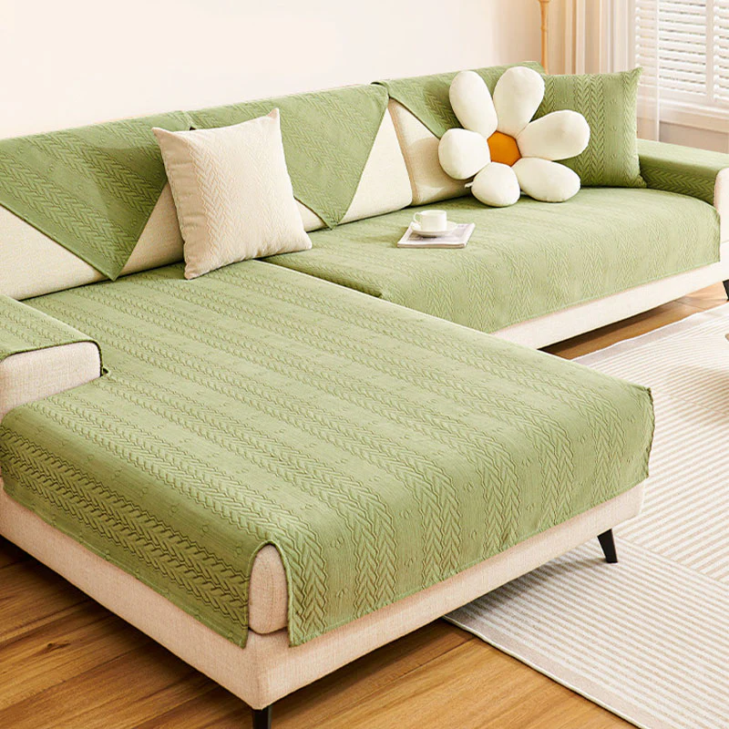 Chenille Wheat Ear Printed Breathable Non-slip Couch Cover - Holidayae