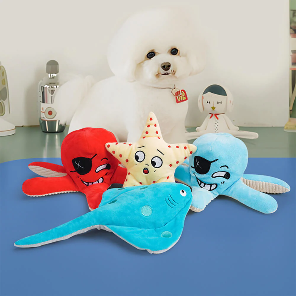 Chew-Resistant Squeaky Dog Toy - Ocean World - Holidayae