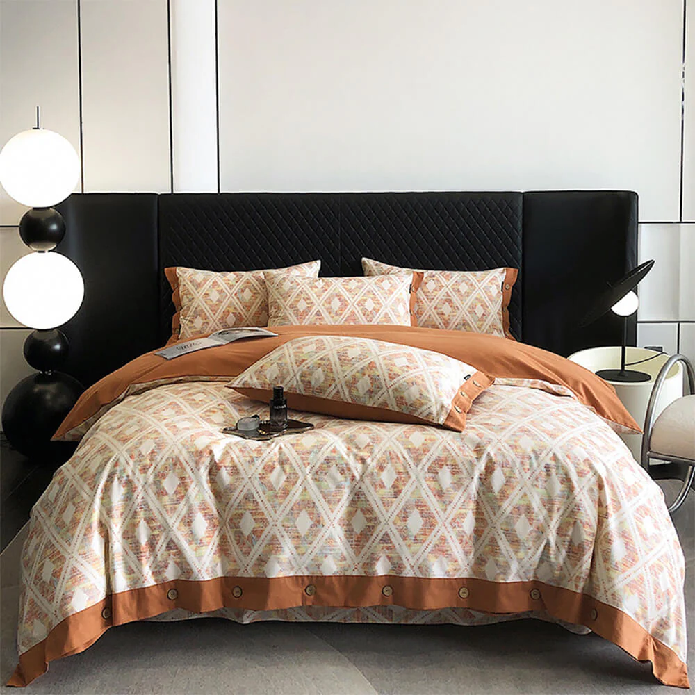 Colorful Geometric Ultra-Soft Brushed Cotton Button Bed Sheet Set - Holidayae