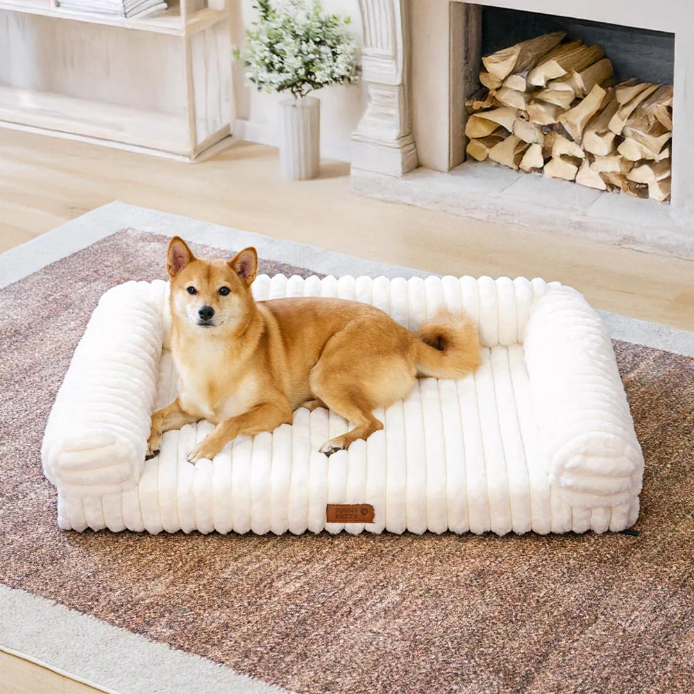 Cream Fluffy Comfort Orthopedic Dog and Cat Sofa Bed - Holidayae