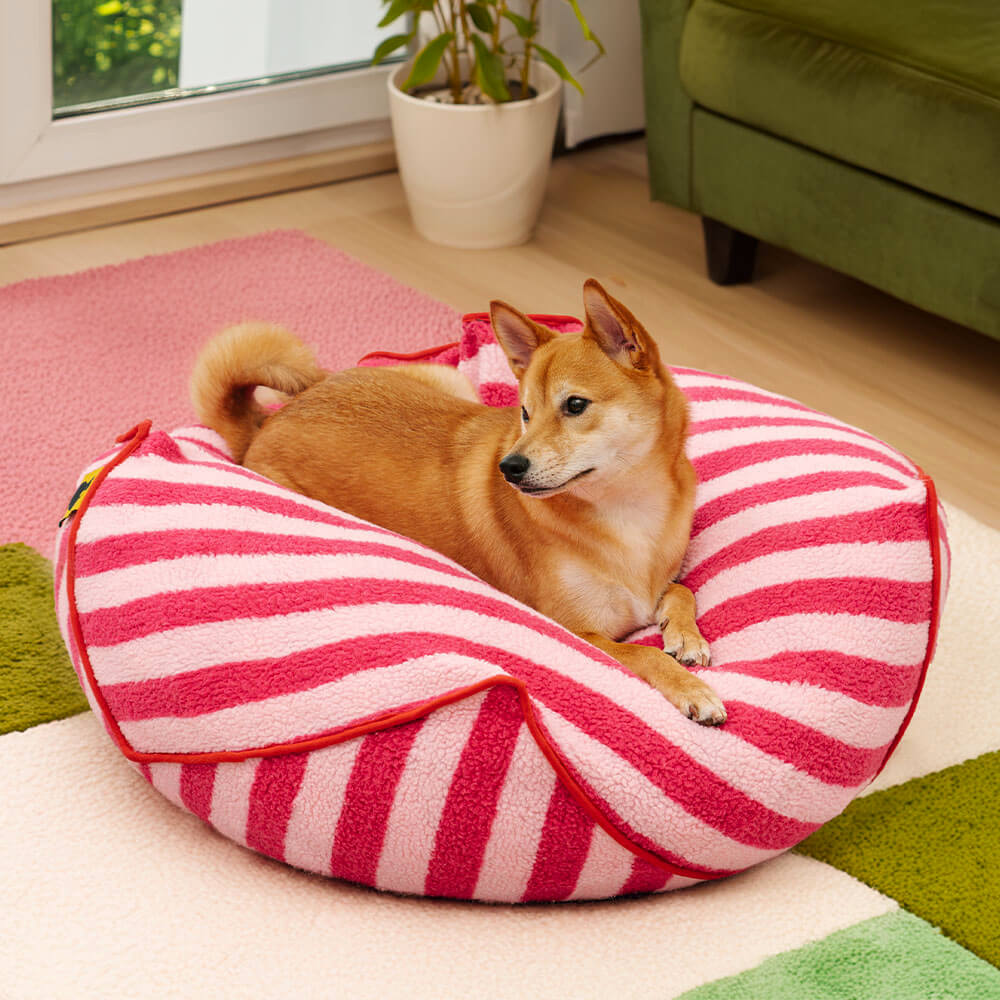 Trendy Striped Pattern Polygonal  Calming Bean Bag Dog Bed - Holidayae