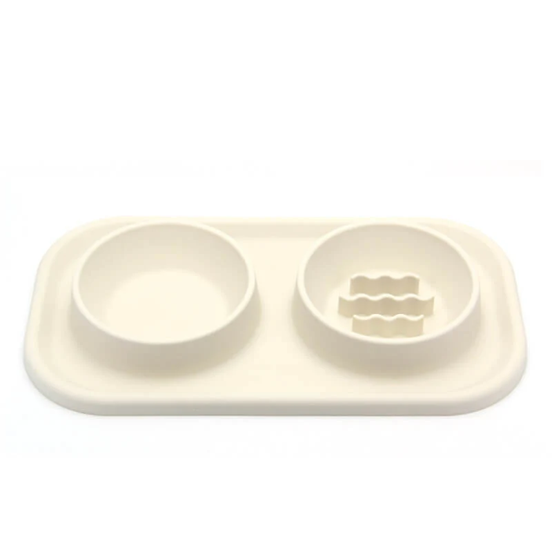 Silicone Dual Bowl Slow Feeder Pet Bowl - Holidayae