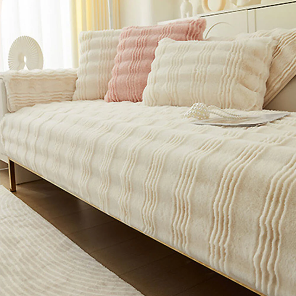 Modern Comfortable Faux Rabbit Fur Anti-Slip Couch Cover - Holidayae