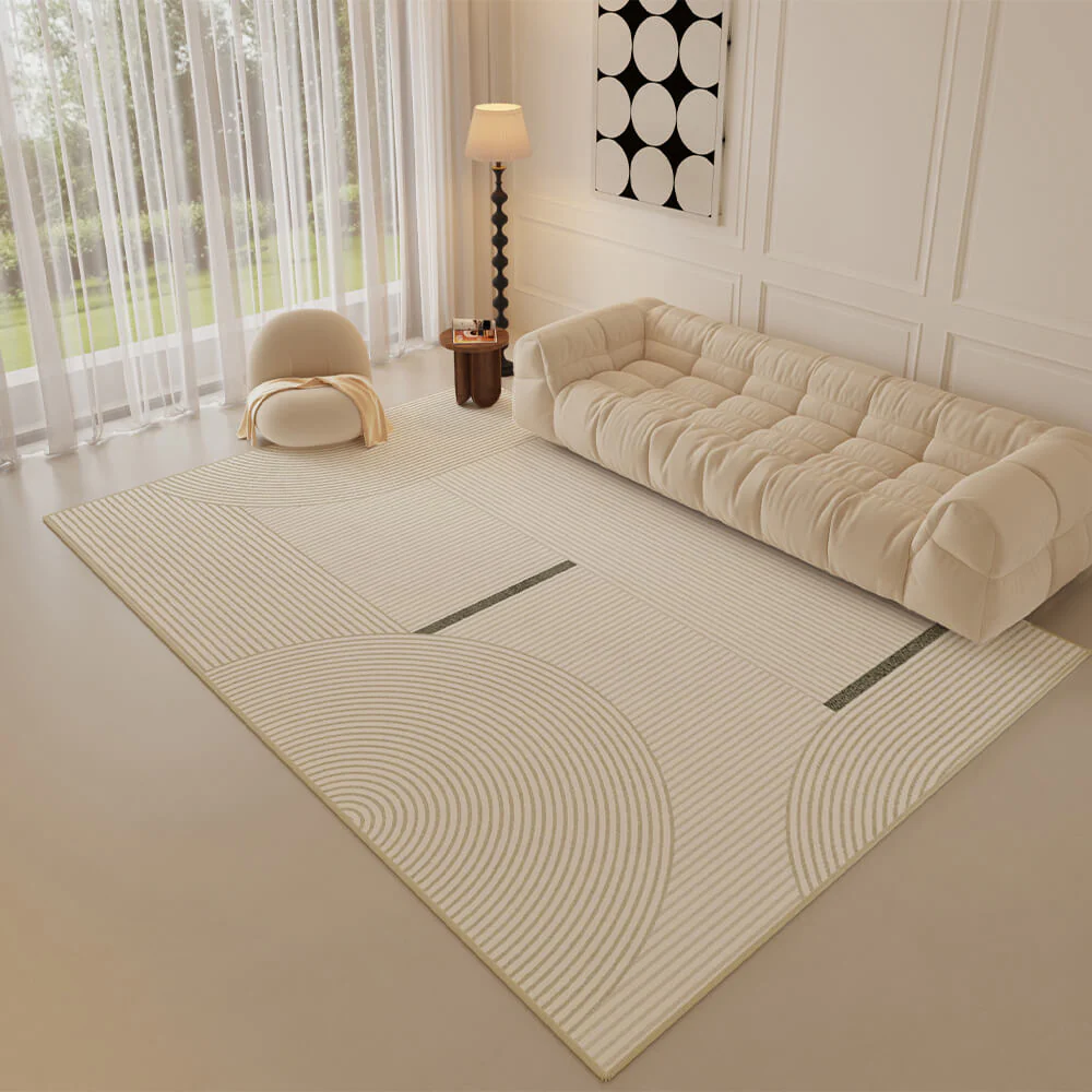 Creamy Striped Minimalist Modern Cashmere Rug - Holidayae