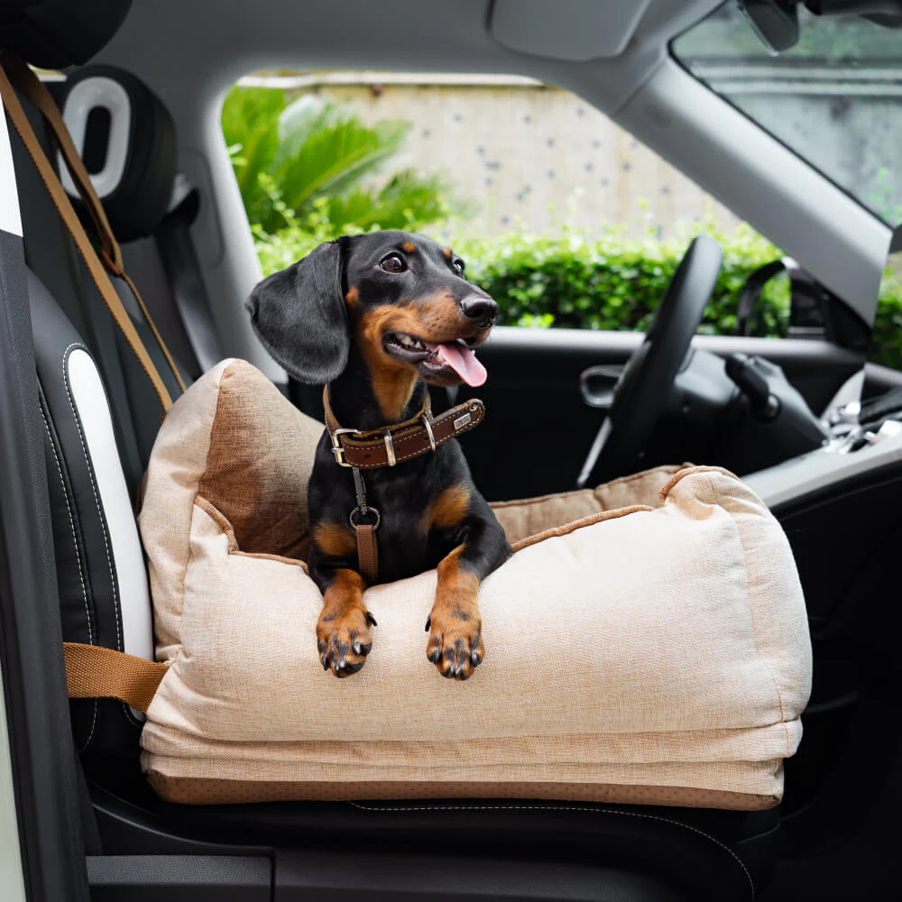 Light Coffee Waterproof Safety Dog Car Seat Bed - Holidayae