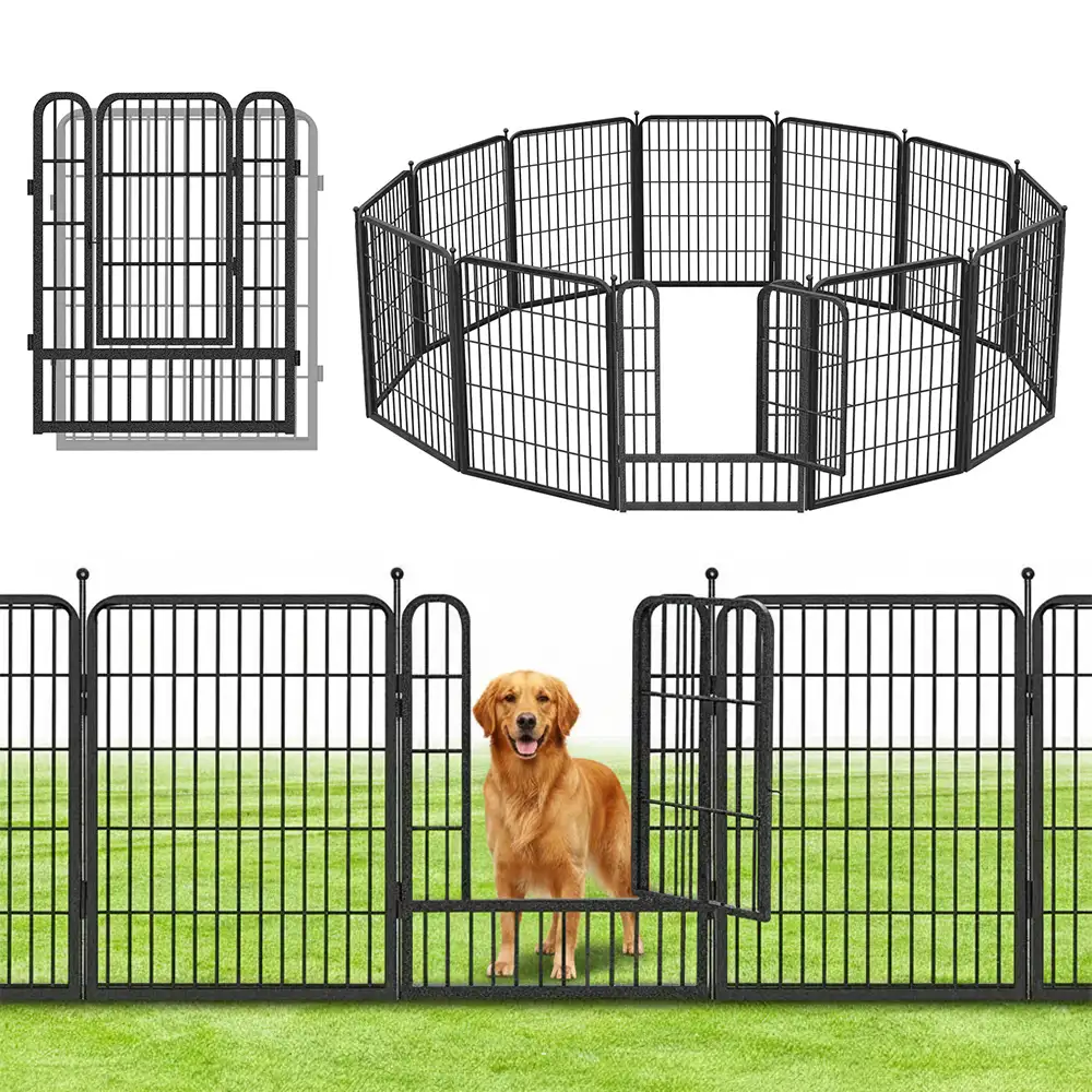 Multifunctional Rust-Proof Metal Pet Fence with Tall Garden Gate - Holidayae