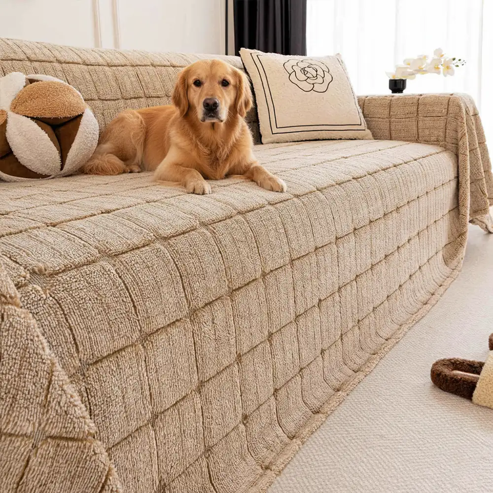 Plush Quilted Classic Checkered Comfortable Thickened Couch Cover - Holidayae
