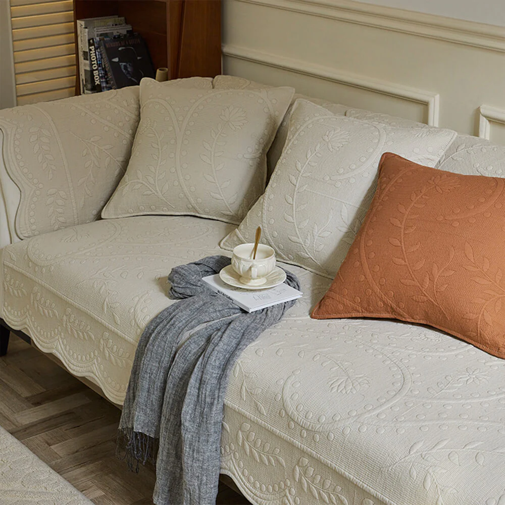 Boho Woven Textured Cotton Breathable Farmhouse Couch Cover - Holidayae