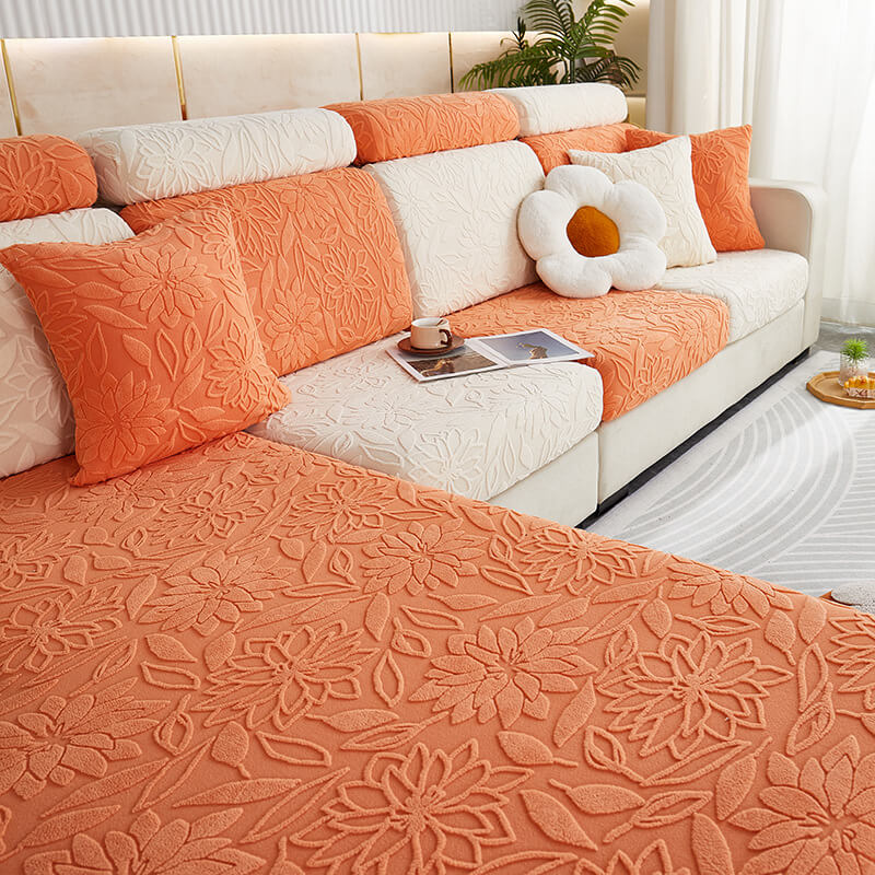 Floral Velvet Stretch Full Wrap Sofa Protector Couch Cover - Holidayae