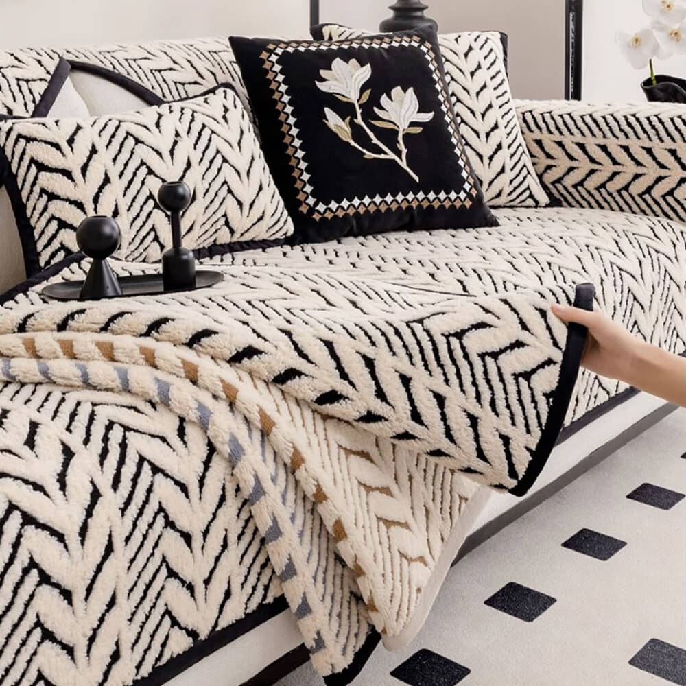 Premium Warm Wheat-Ear Plush Anti-Slip Anti-Scratch Couch Cover - Holidayae