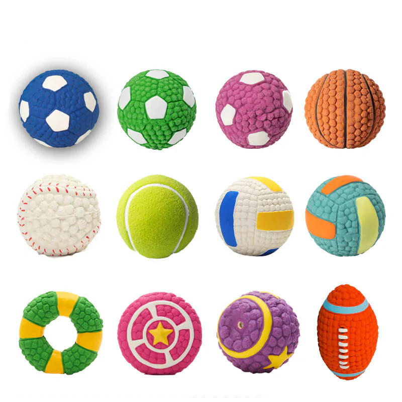 Pet Latex Squeaky Ball Toy Durable Interactive Dog Chew Toy - Holidayae