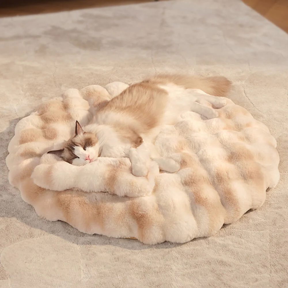 Faux Fur Warmth-Retaining Round Dog & Cat Mat with Pillow - Holidayae