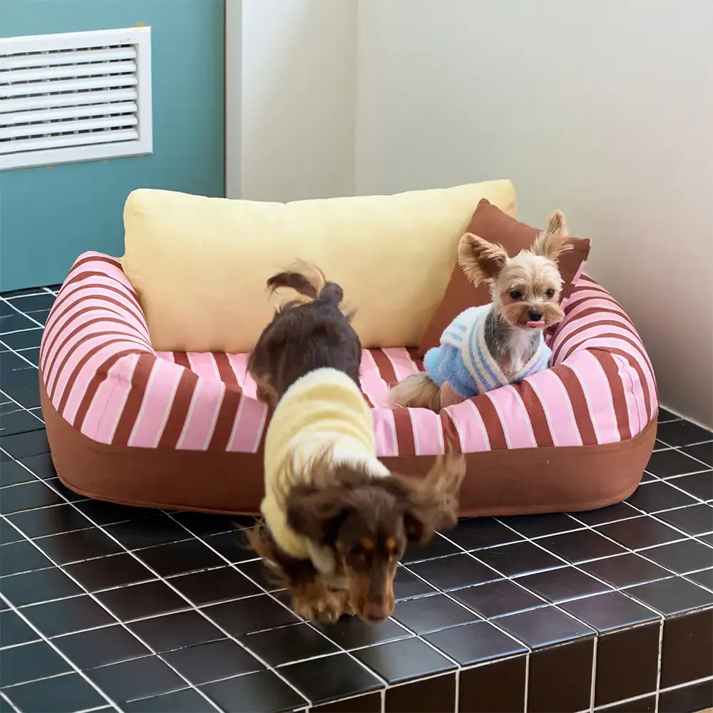 Trendy Striped Cozy Orthopedic Dog Sofa Bed - Snug Couch - Holidayae