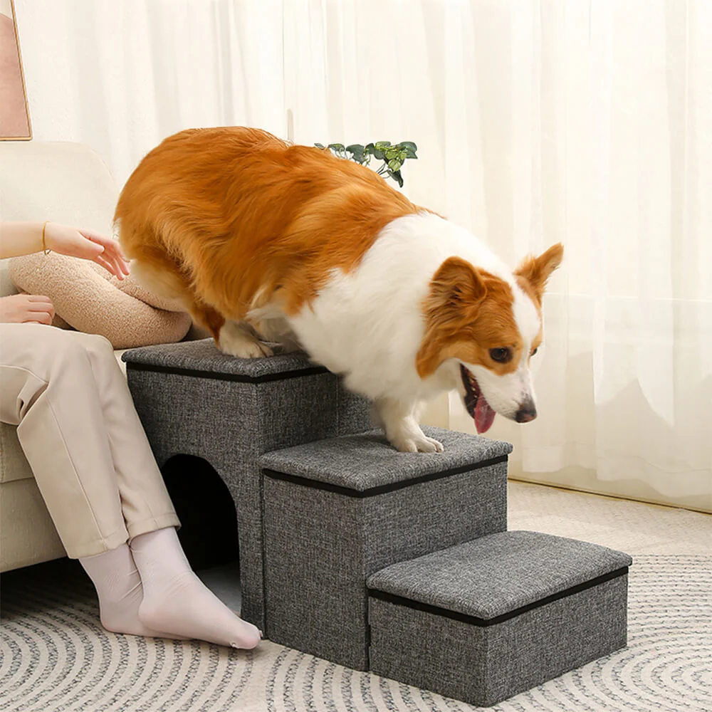 Portable Multi-Functional Foldable Dog Stairs with Storage and Condo - Holidayae