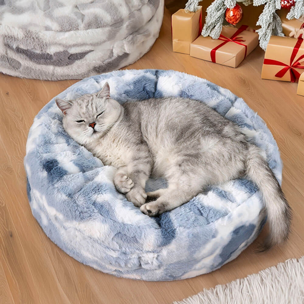 Cloudy Fluffy Calming Donuts Round Dog Beds - Holidayae