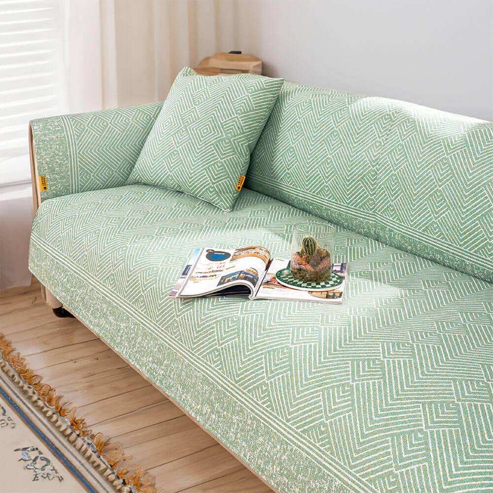 Modern Pattern Ice Silk Natural Cooling Sectional Couch Cover Anti-scratch Protection - Holidayae