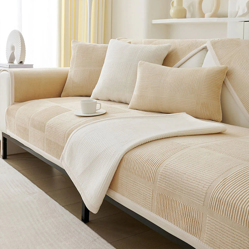 Classic Striped Square Plush Couch Cover - Holidayae