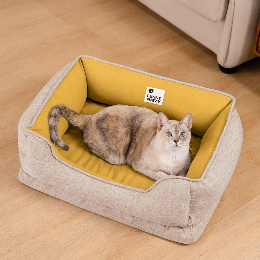 Washable Non-Slip Bolster Cat Bed - Cloudy Dream - Holidayae