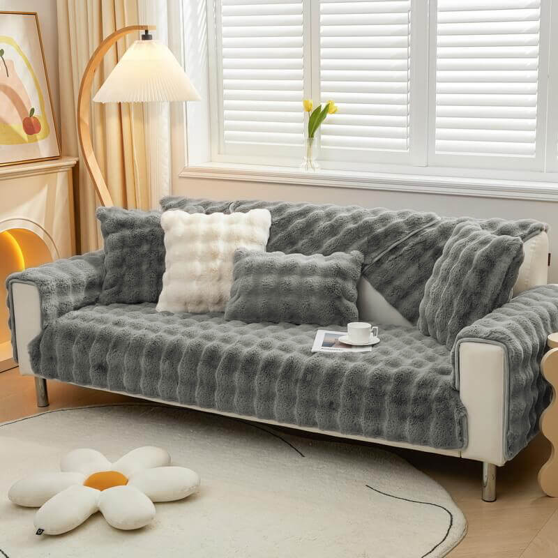 Cozy Plush Solid Colour Non-slip Couch Cover - Holidayae