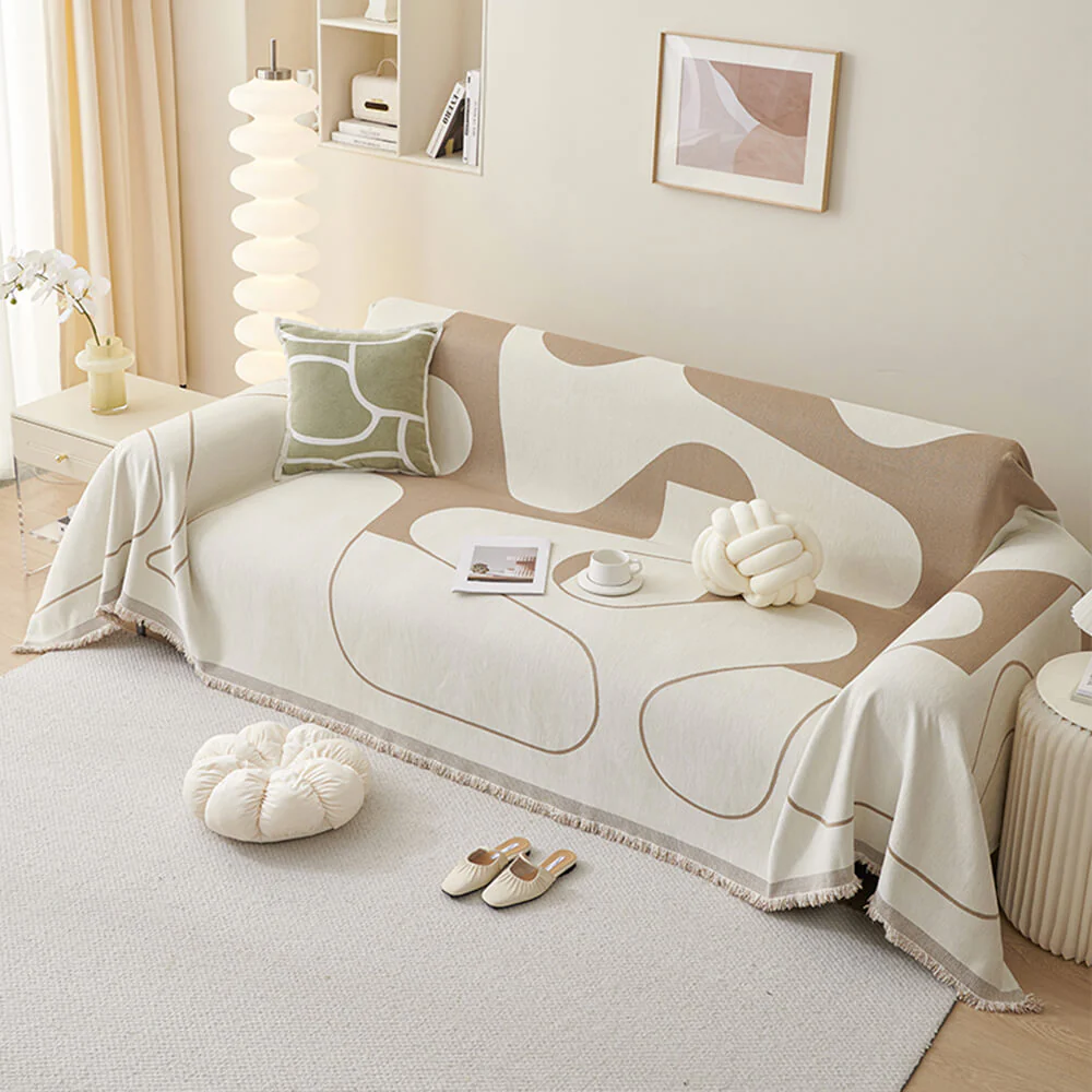 Geometric Fringe Double-Sided Chenille Non-Slip Throw Couch Cover - Holidayae