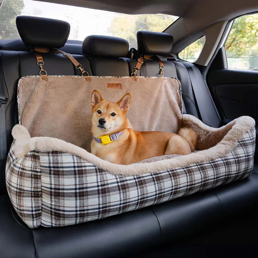 Large Classic Fluffy Booster Dog Car Seat-Keep Secure - Holidayae