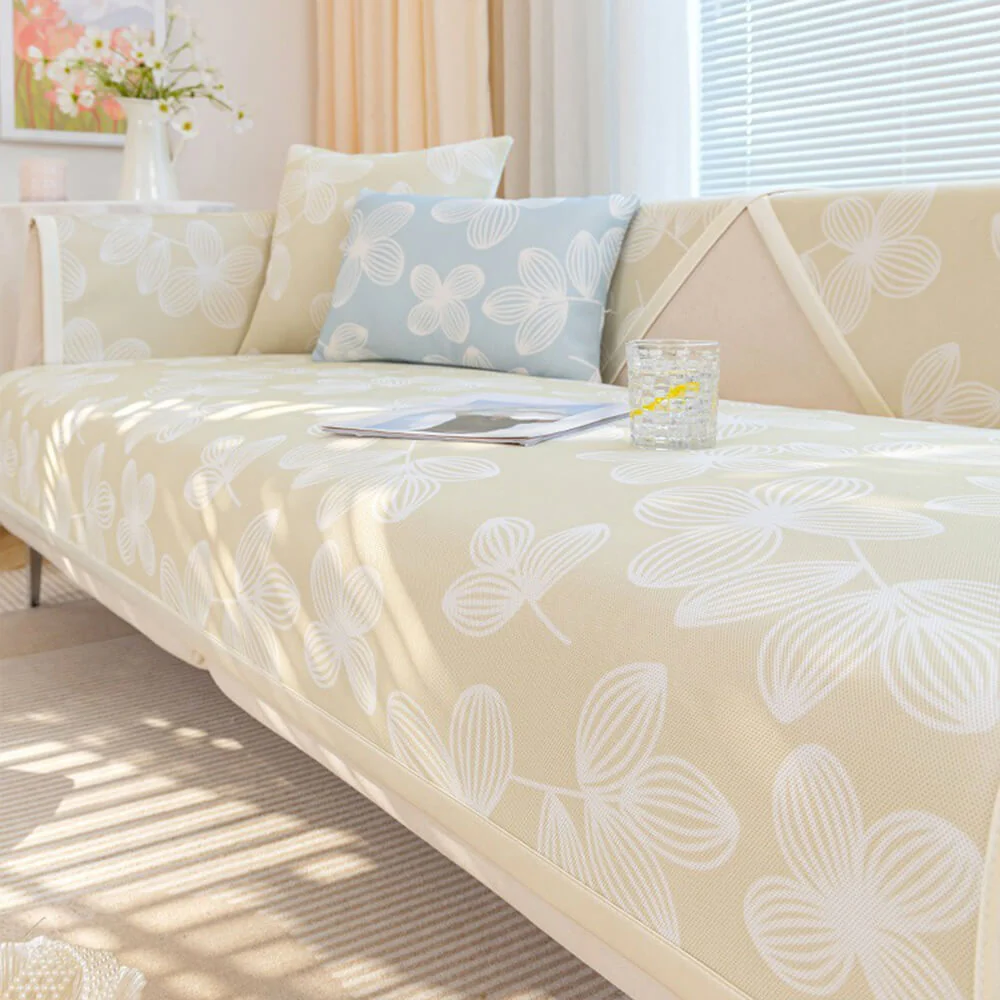 Fresh Floral Ice Silk Cooling Non-Slip Couch Cover - Holidayae