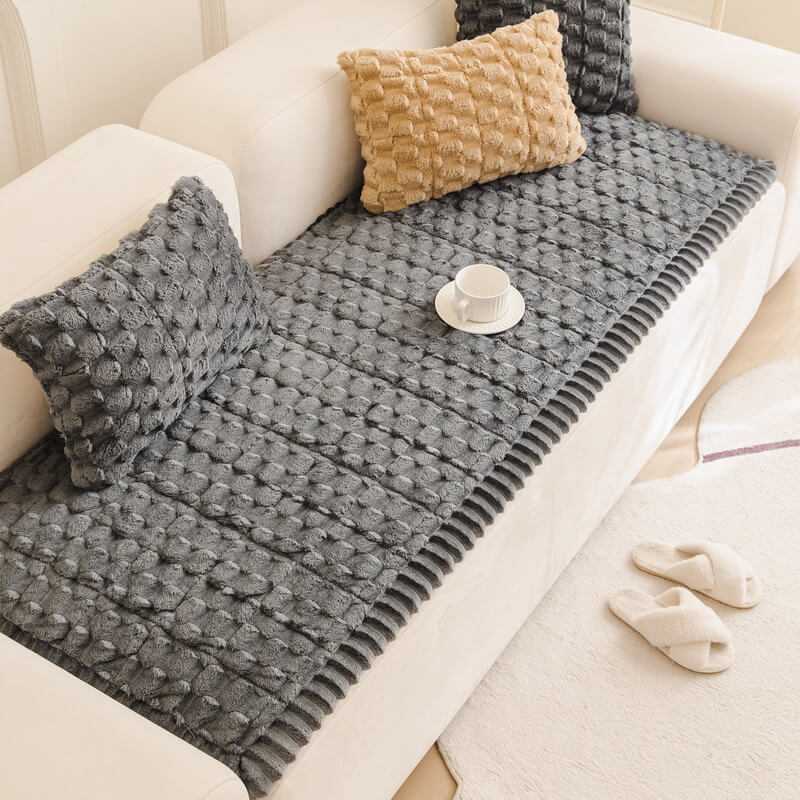 Honeycomb Plush Thickened Soft Sofa Decoration Pet Mat Couch Cover - Holidayae