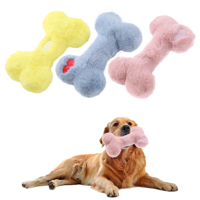 Funny Bone Squeaky Plush Toy Dog Chew Toy - Holidayae