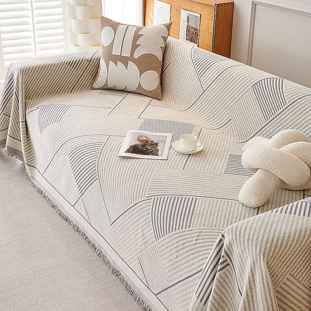 Classic Geometric Pattern Chenille Throw Couch Cover - Holidayae