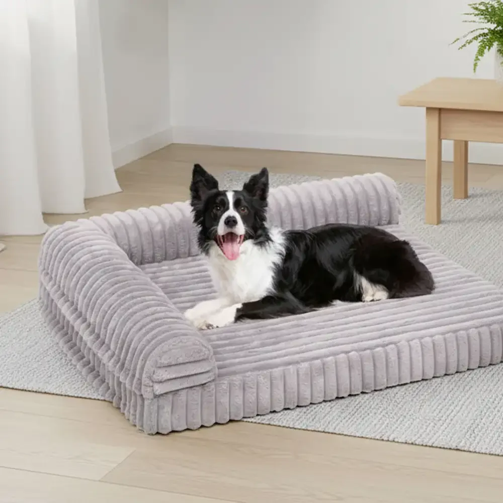 L-Shaped Straight Plush Large Space Waterproof Large Dog Bed - Holidayae