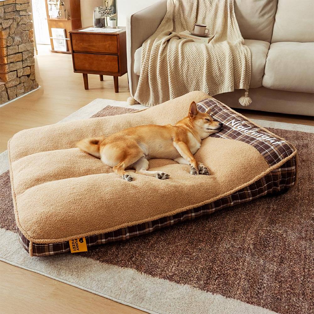 Extra Large Washable Teddy Fluffy Rectangle Dog Bed - Night-night - Holidayae