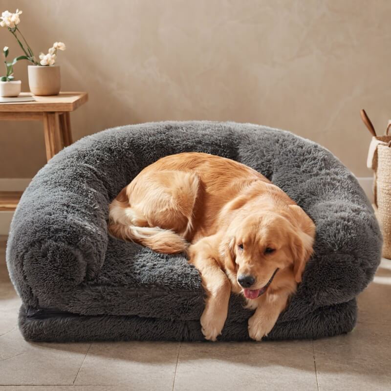 Chic Plush Large Dog Bed Foldable Human Dog Bed - Holidayae