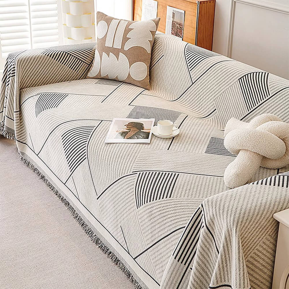 Classic Geometric Pattern Chenille Throw Couch Cover - Holidayae