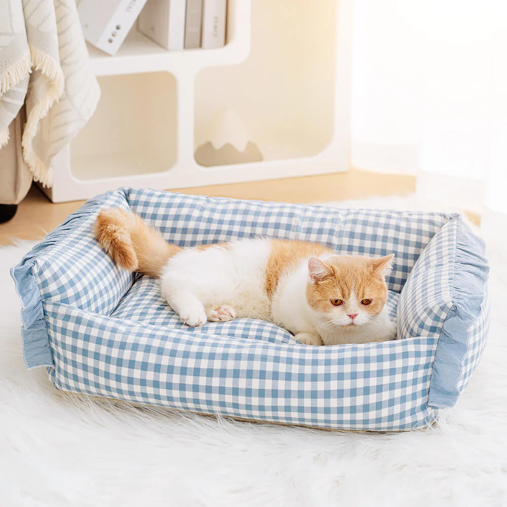 Fashion Ruffle Plaid Detachable Warm Dog & Cat Bed - Holidayae