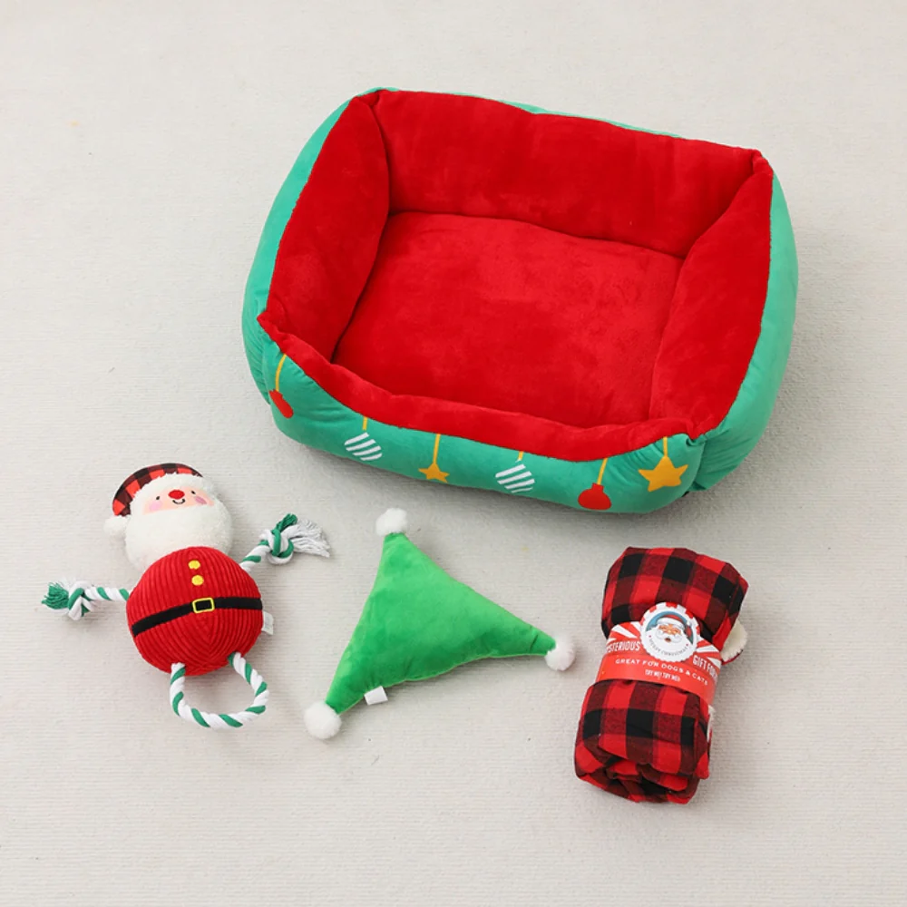 Christmas Gift Box Warm Sleeping Semi-Enclosed Cave Dog & Cat Bed - Holidayae