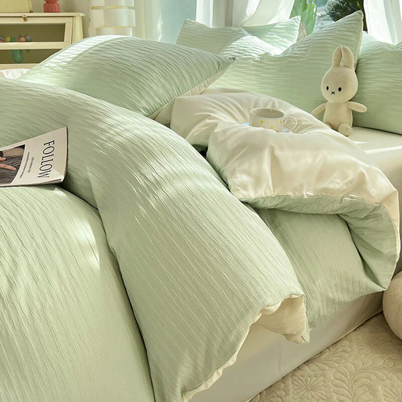 All-Seasons Seersucker Solid Color Comfort Bed Sheet Set - Holidayae