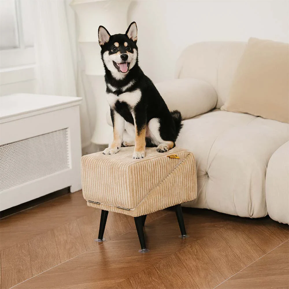 3-in-1 Comfy Corduroy Reinforced Alloy Pet Ramp & Side Stool  C StepSure - Holidayae